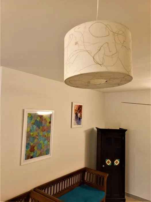 Banana Fibre Ivory Drum Hanging Lamp