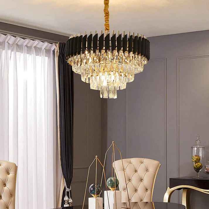 Black Tube Crystal Pendant Chandelier