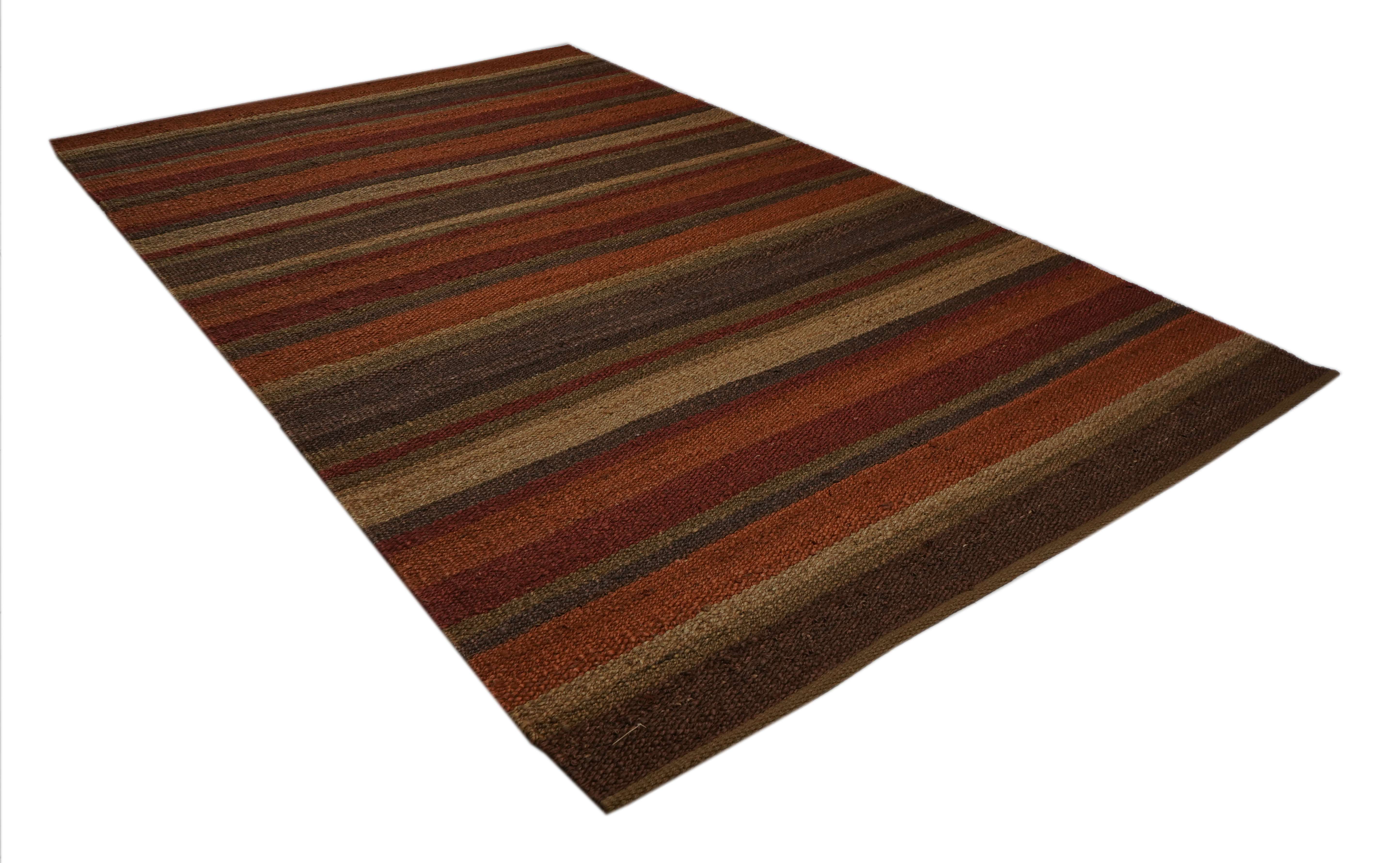 MULTICOLOR STRIPPED JUTE DHURRIE