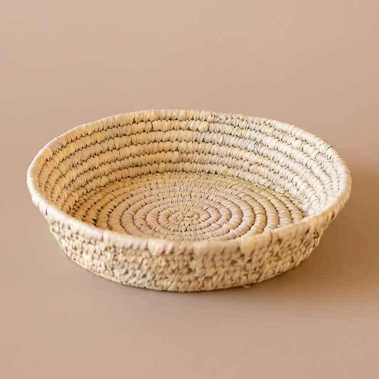 Round Wicker Tray with Handles