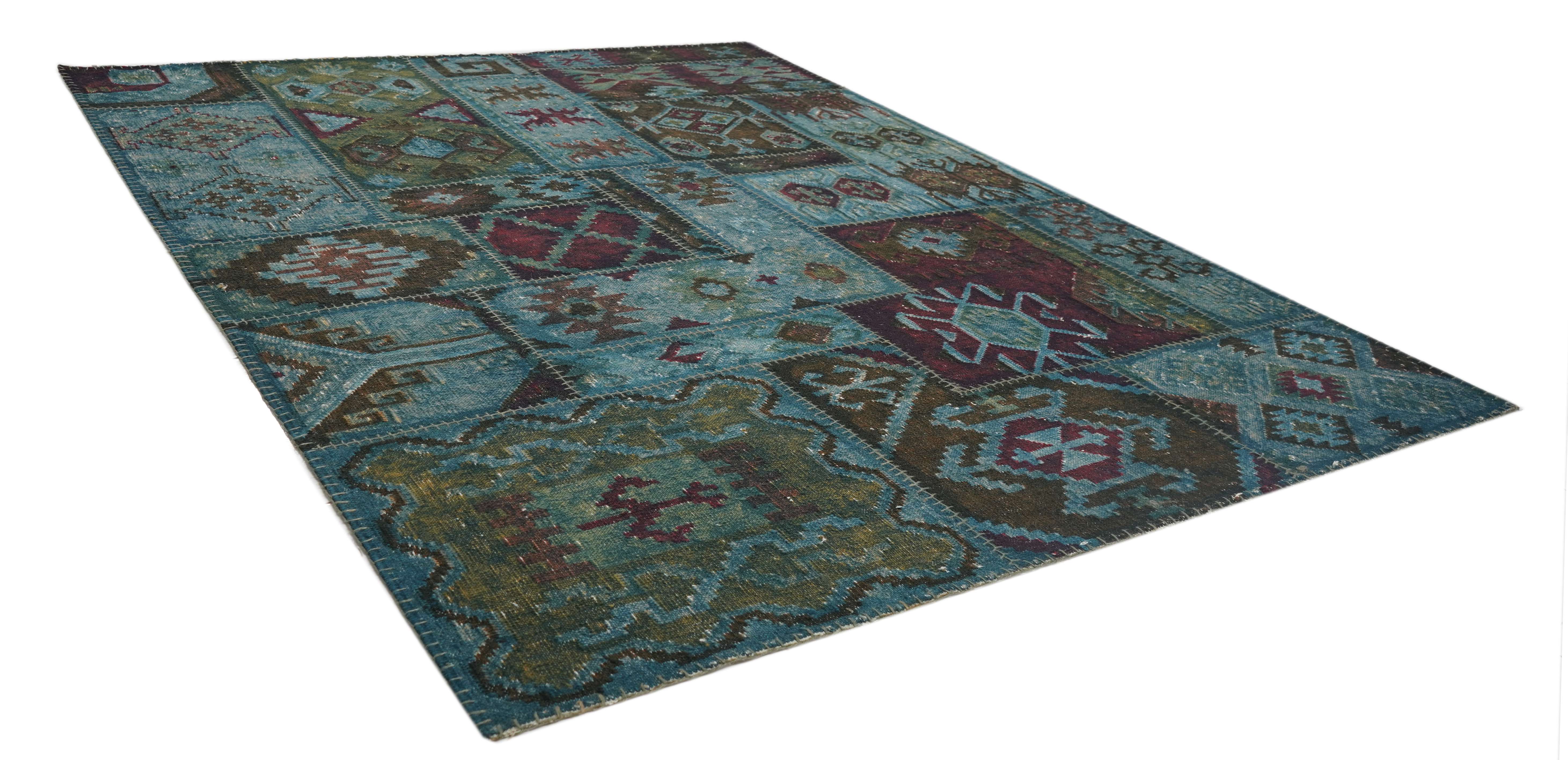 ERASED BLUE PATCH RUG