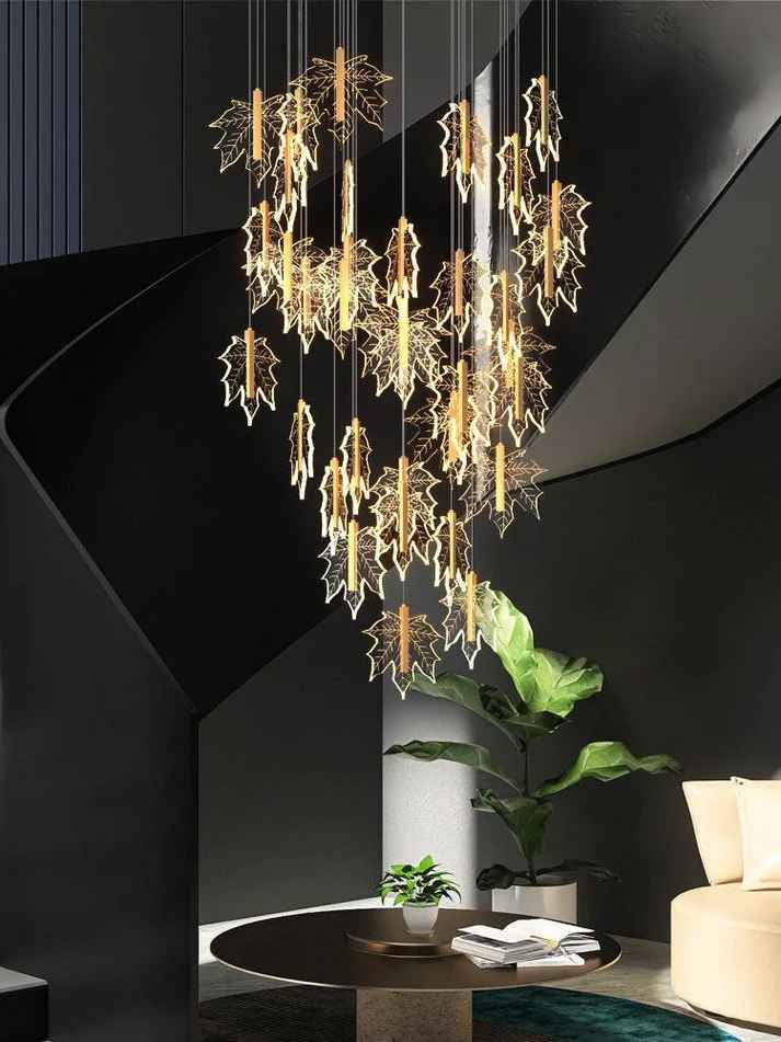 Gold Leaf Stair Chandelier