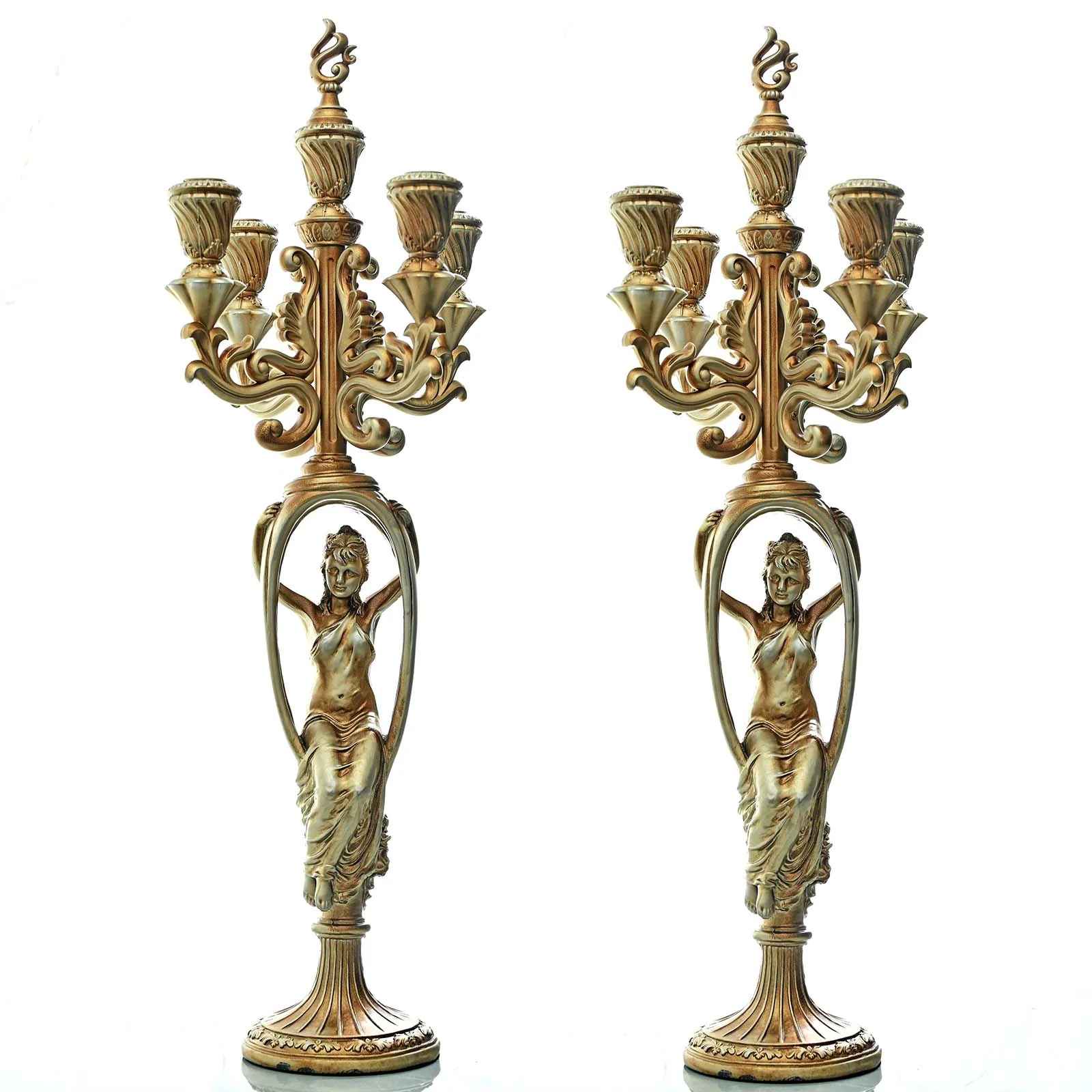 Belgium Antique Table Clock & Candelabra Candlestick