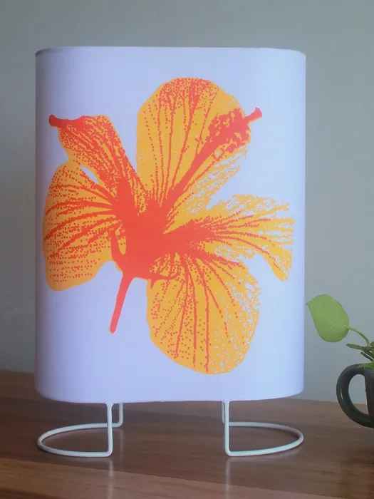 Orange Hibiscus Oval Table Lamp