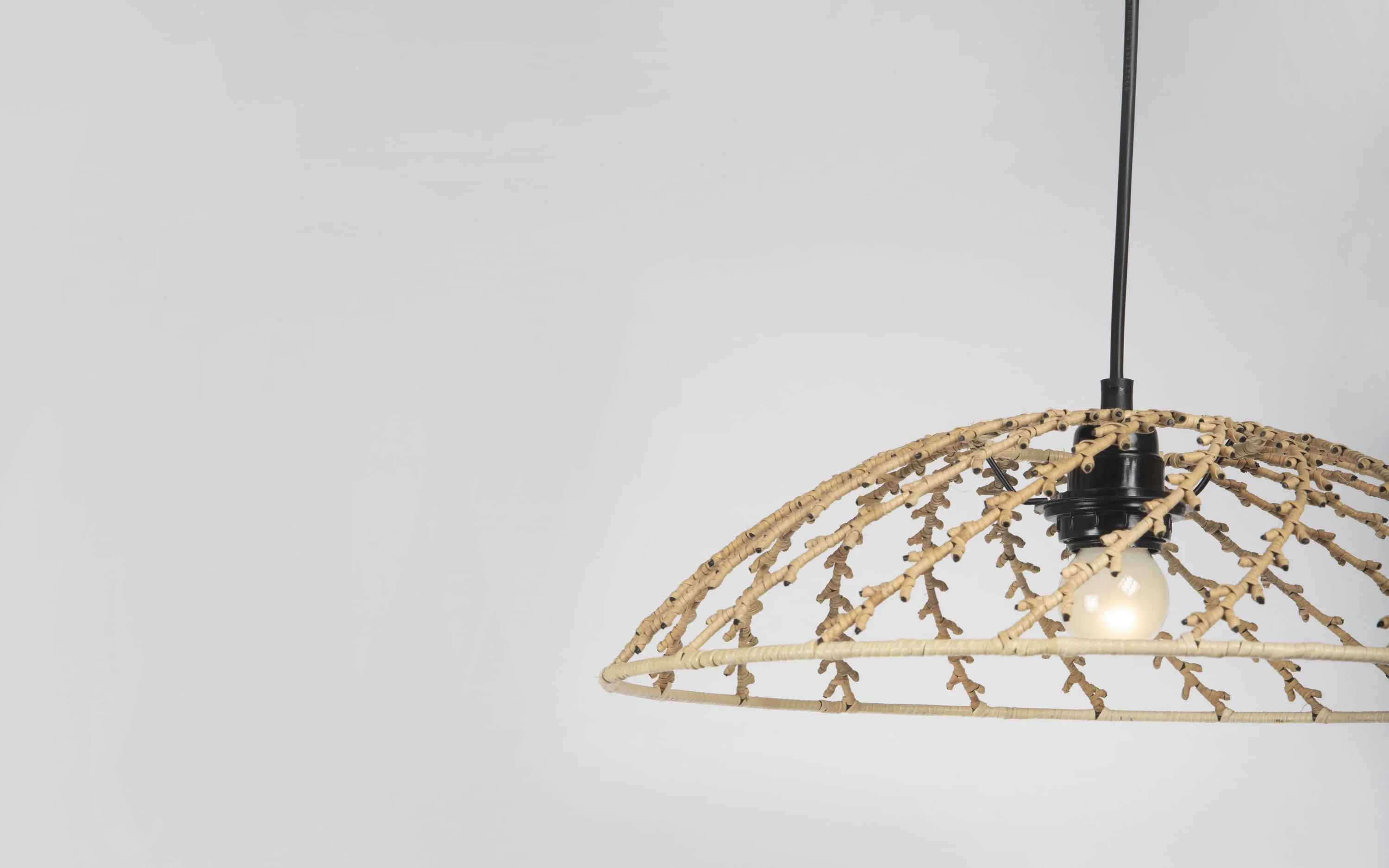 Zulu Leaf Cane Weave Hanging Lamp Natural