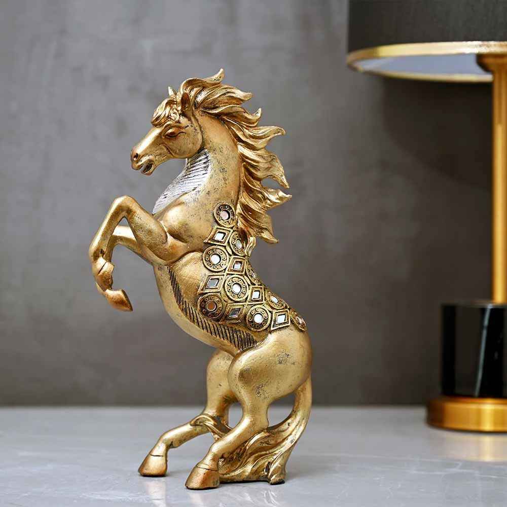 Antique Gold Horse Sculpture