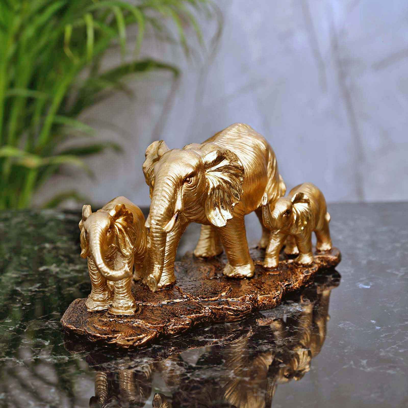 Golden Elephants Figurine