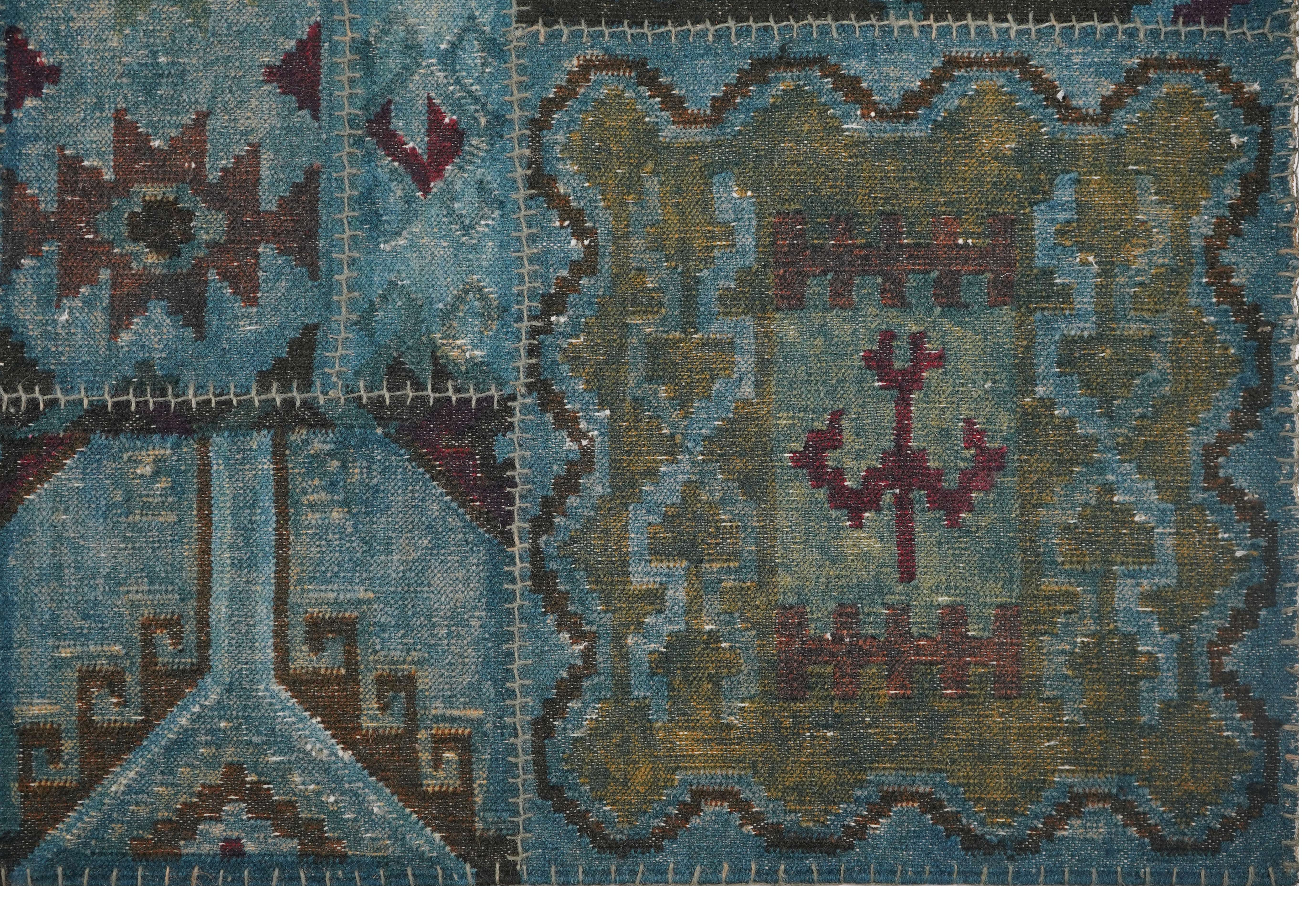 ERASED BLUE PATCH RUG