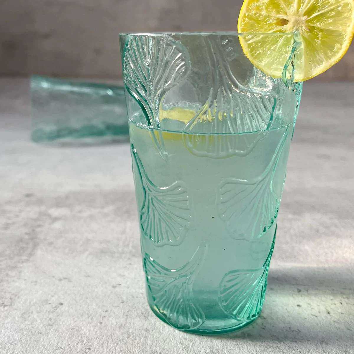 Jeremiah Turquoise Gingko Leaf Drinking Glass (Set of 2)