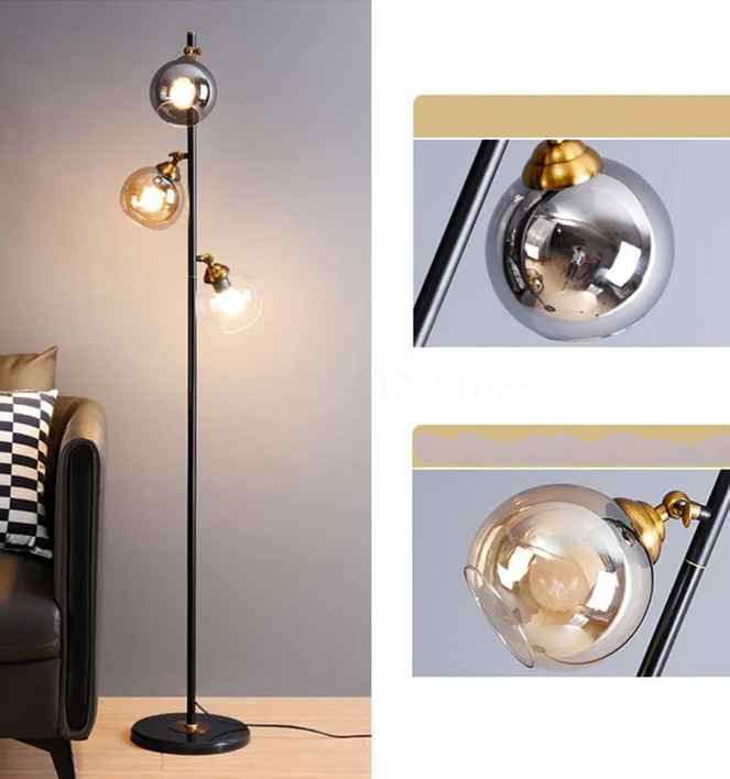 Industrial Glass Shade Floor Lamp