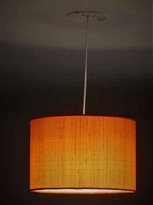 Raw Silk Orange Drum Lamp