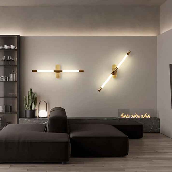 Led Gold Plated Long Tube Wall Light