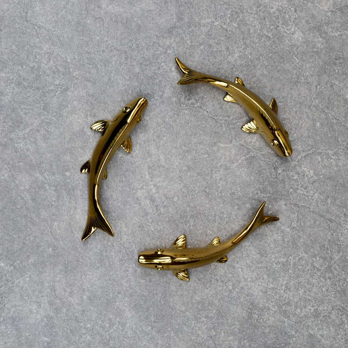 Finley Gold Fish Ceramic Wall Sculptures - Set of 3