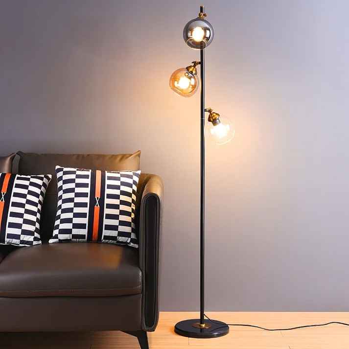 Industrial Glass Shade Floor Lamp