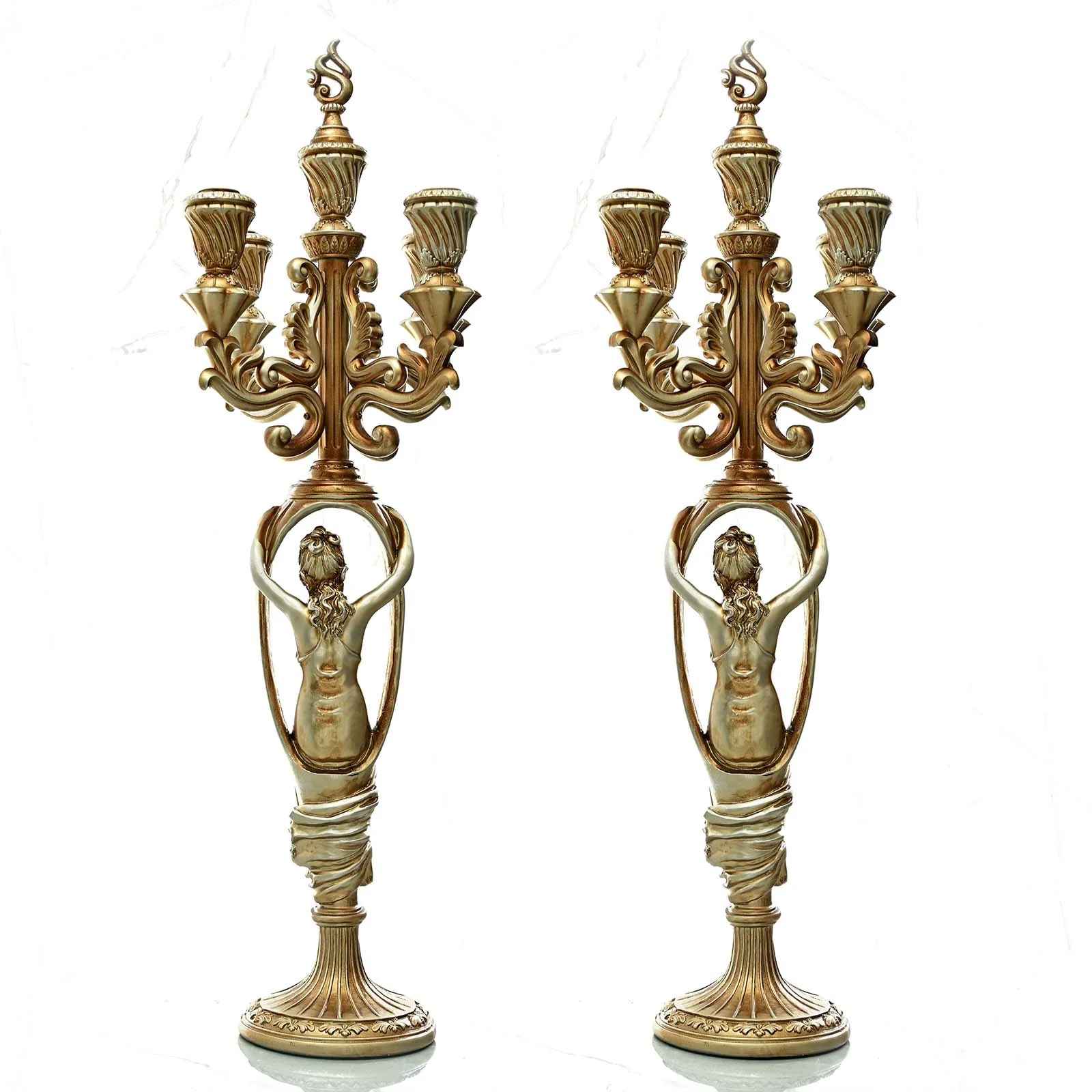 Belgium Antique Table Clock & Candelabra Candlestick