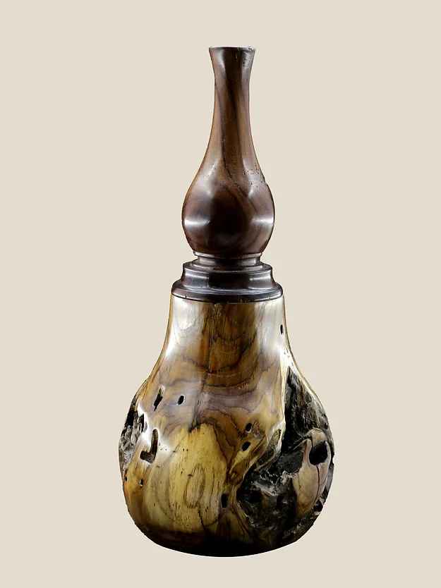 Handcrafted Flower Vase Showpiece Rosewood and Teakwood