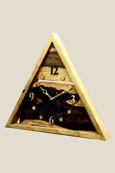 Rosewood Base Triangle Framed Wall Clock