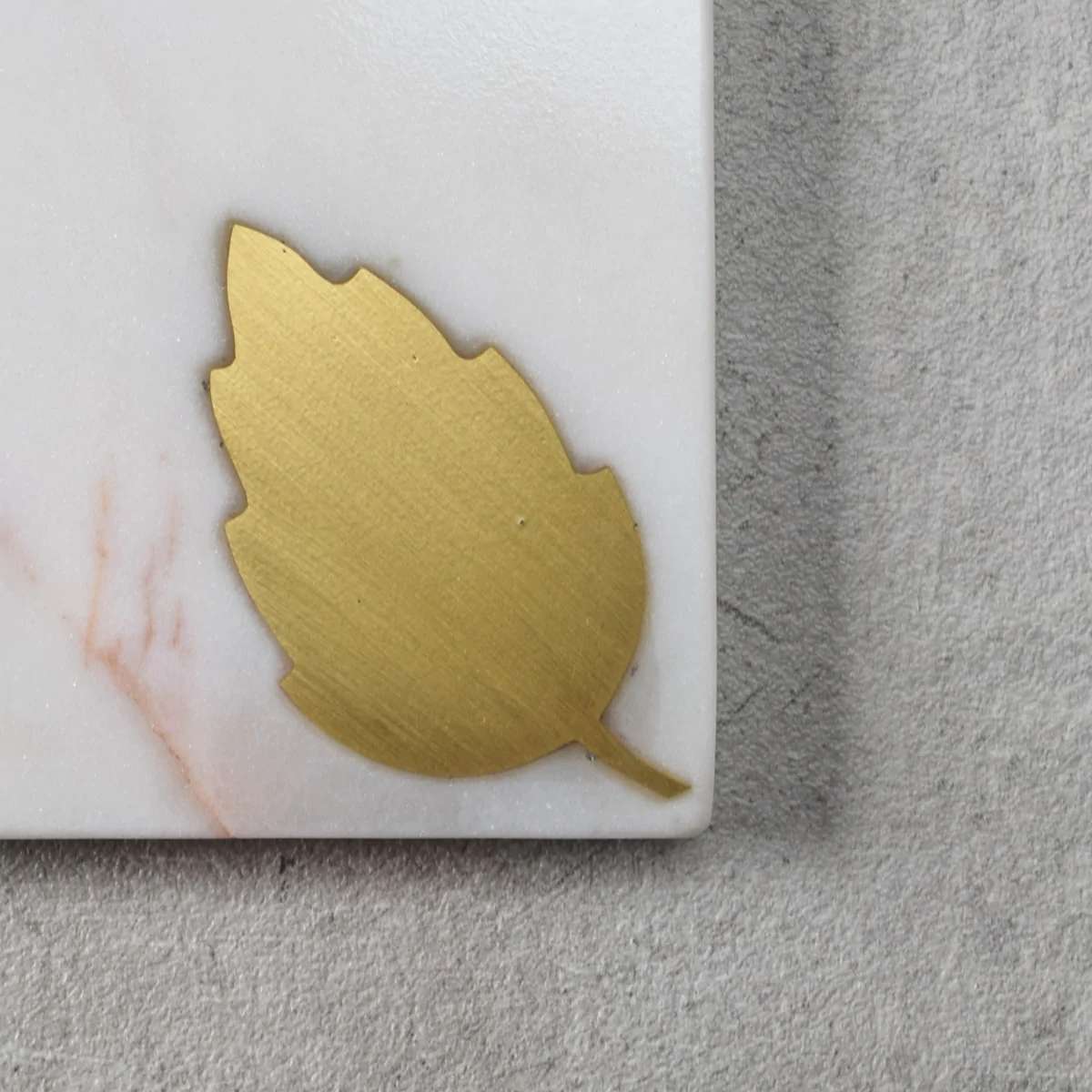 Dorris Marble and Brass Leaf Coasters - Set of 4