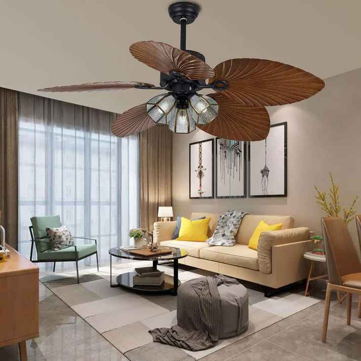 Palm Leaf Tropical Ceiling Fan With Lights