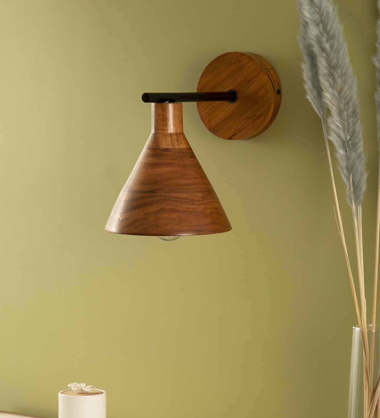 Wall Mounted wooden light (Recycled Bottle)