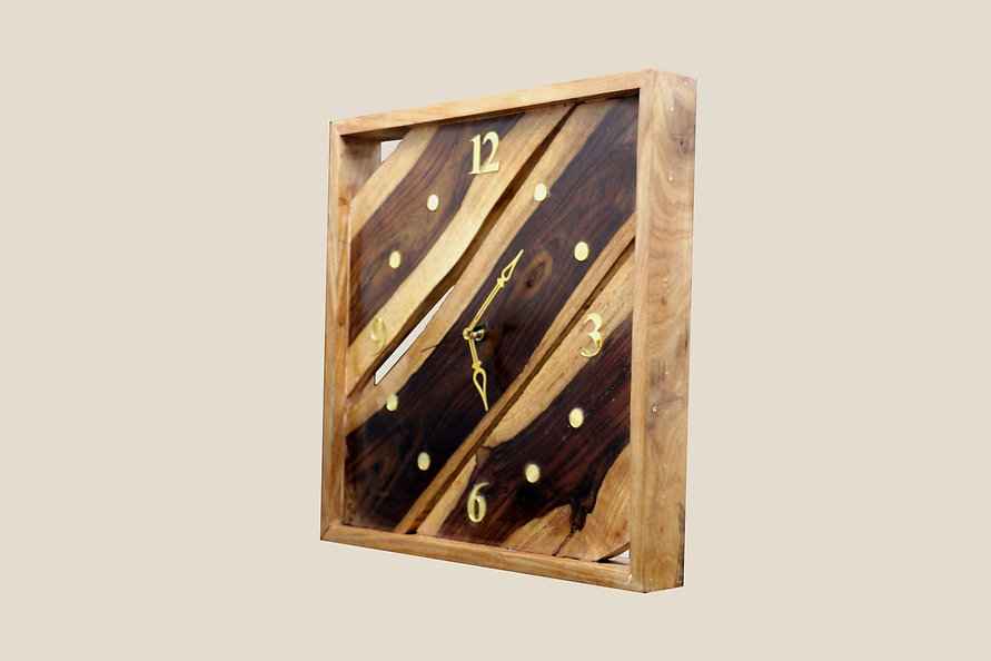 Rosewood Base Square Framed Wall Clock