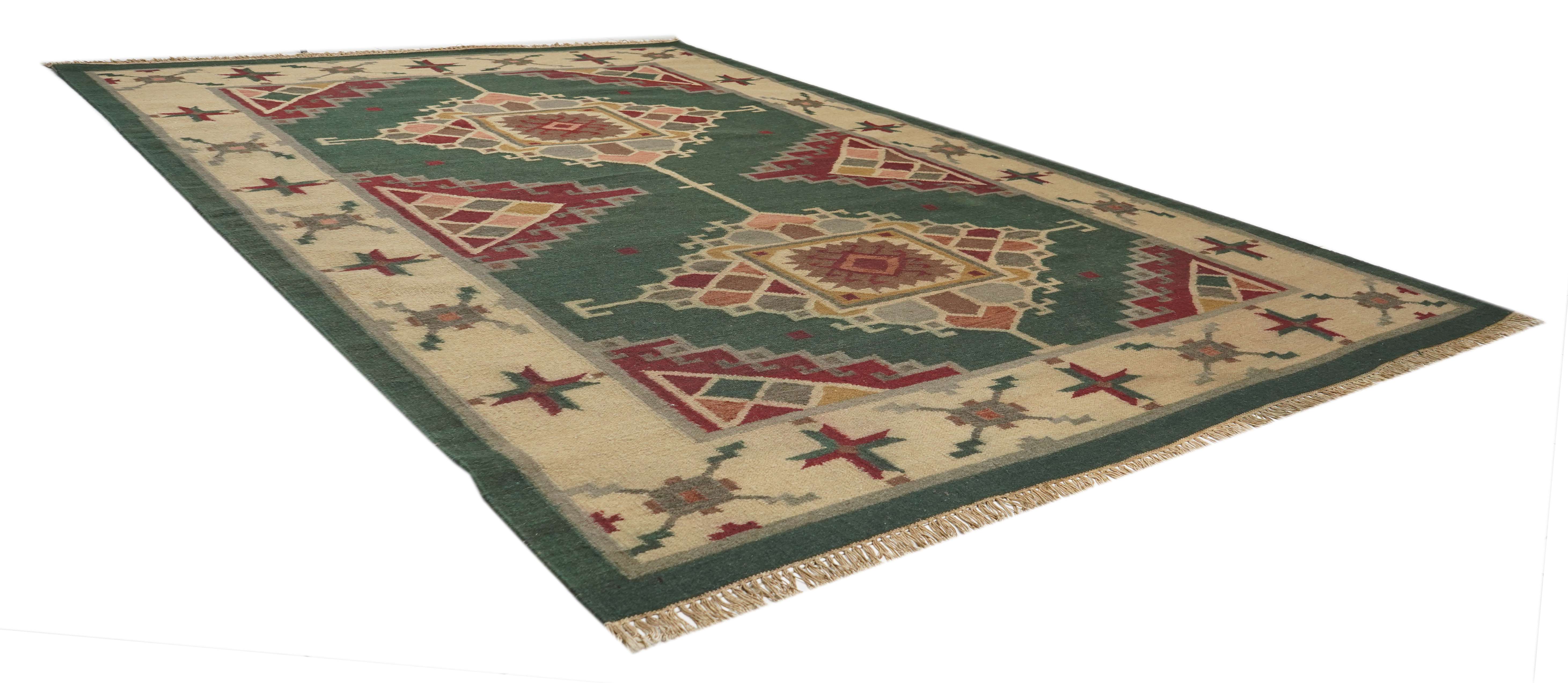 GREEN AFGHANI PATTERN RUG