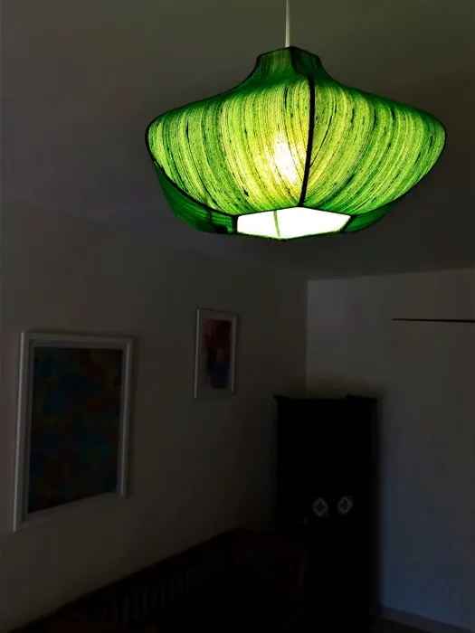 Raw Silk Green Pumpkin Hanging Lamp