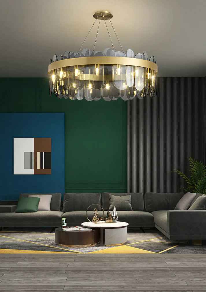 Metal Smokey Glass Led Chandelier