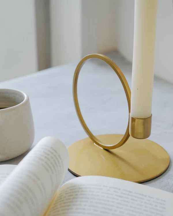 Golden Ringed Candle Holder