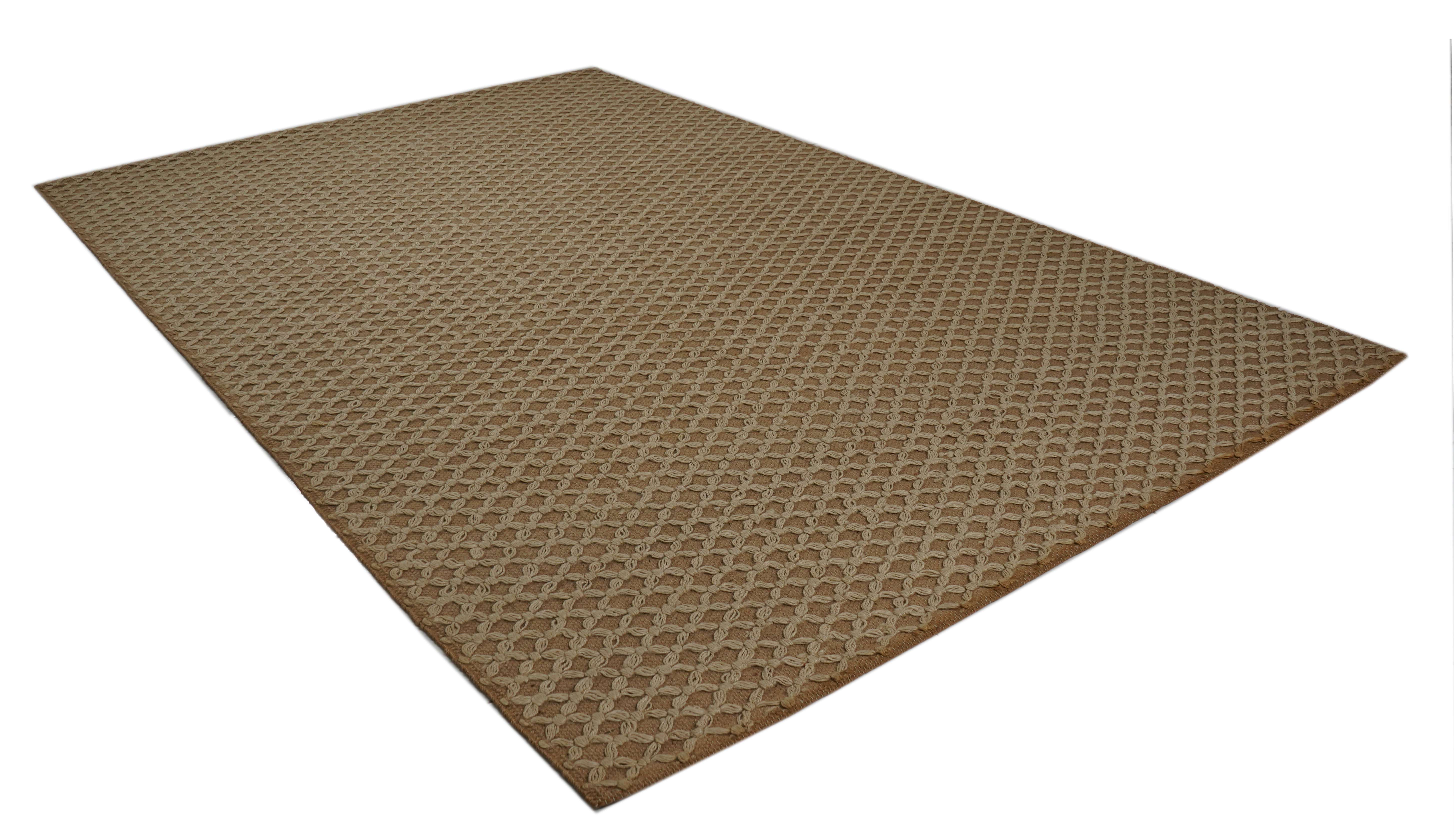 BROWN RUG WITH CREAM EMBOSED PATTERN