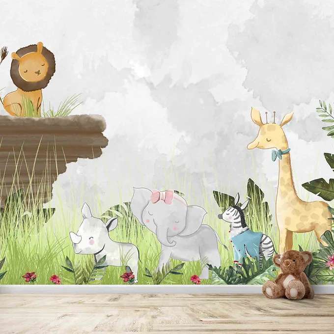 Alphabets with Animals Wallpaper Design for Kids Room