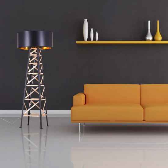 Black Finish Floor Standing Lamp