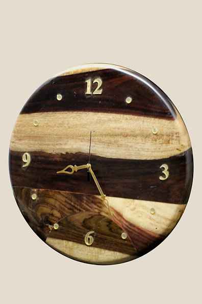 Handcrafted Circle Smooth Finish Rosewood Wall Clock