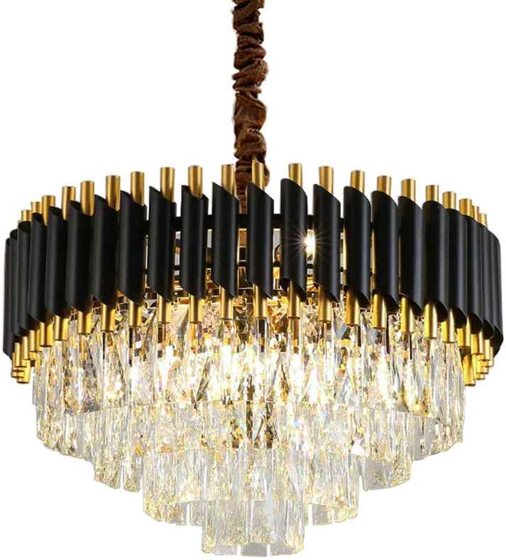 Black Tube Crystal Pendant Chandelier