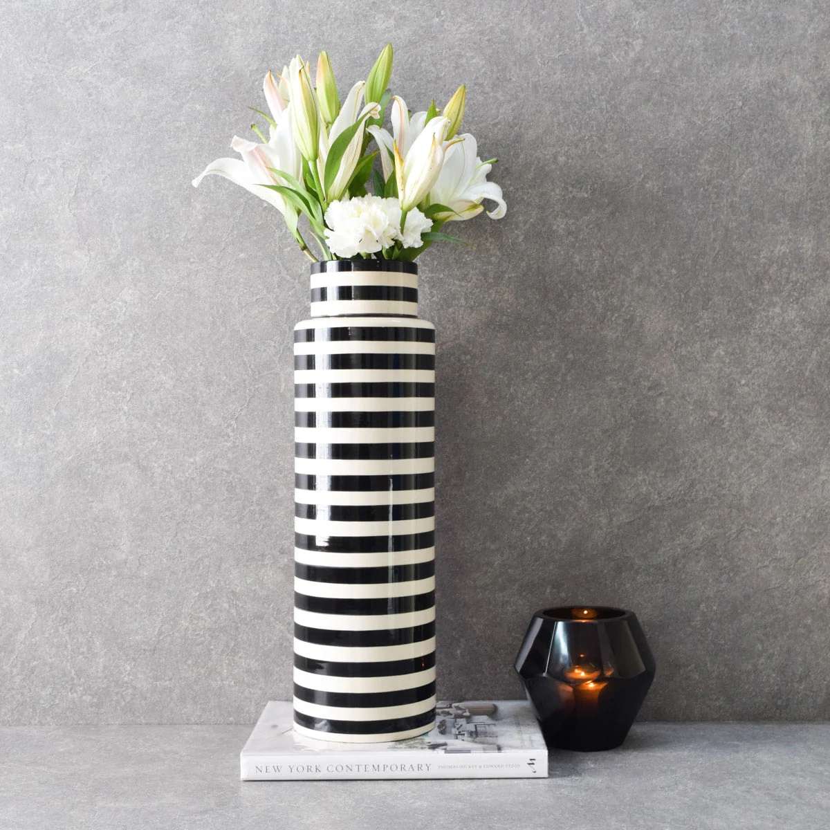 Logan Black and White Ceramic Vase