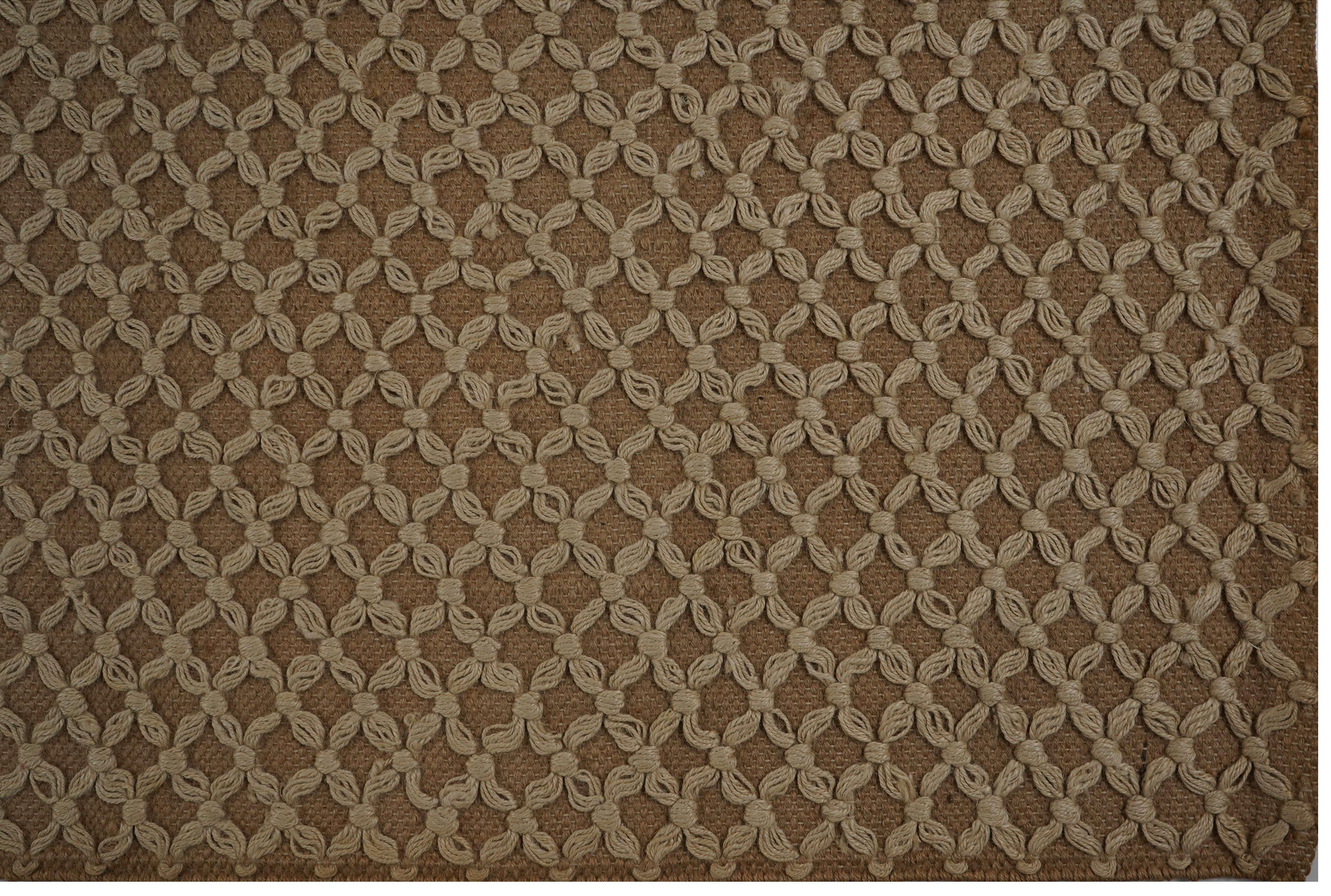 BROWN RUG WITH CREAM EMBOSED PATTERN