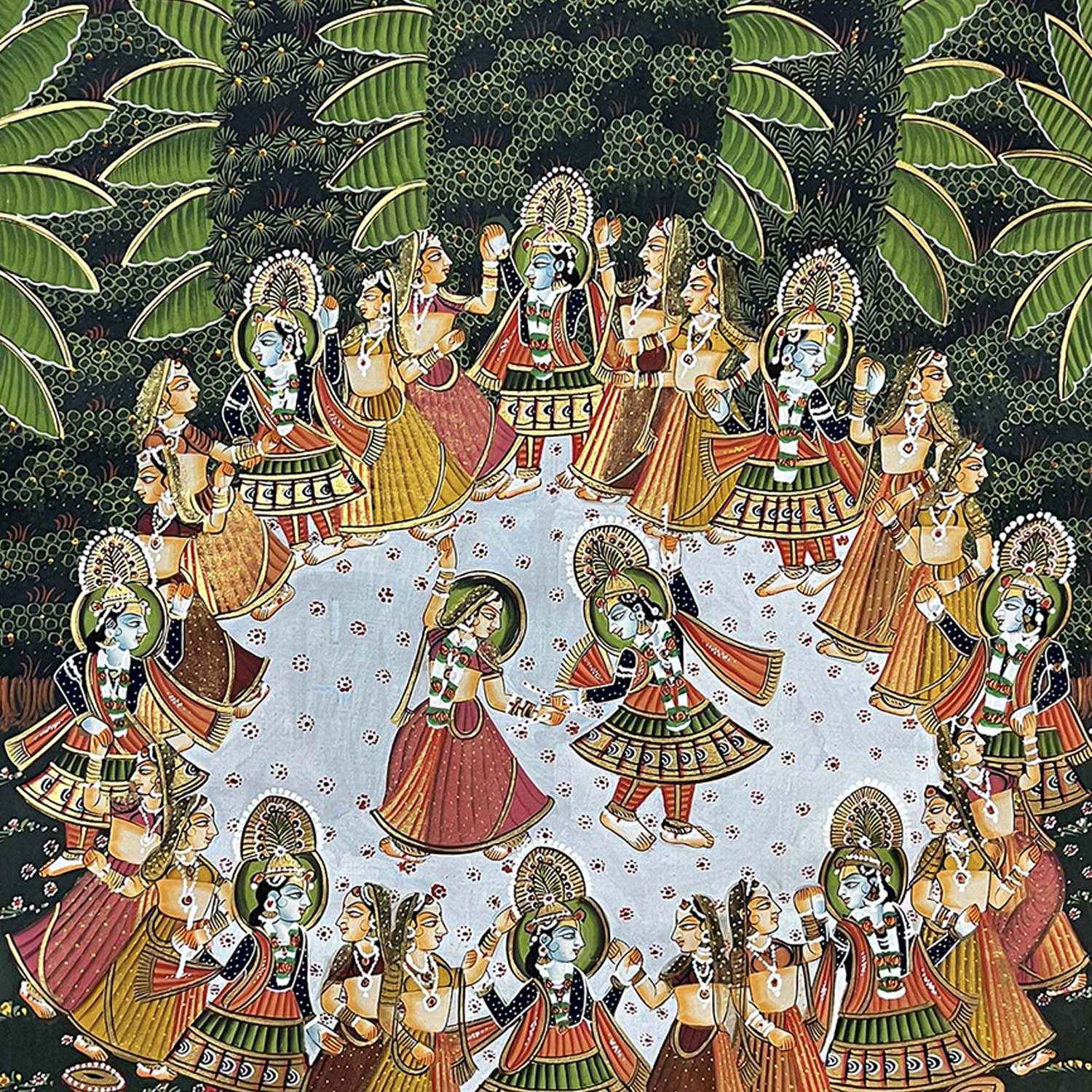 Handmade Lord Krishna Raas-Leela Painting