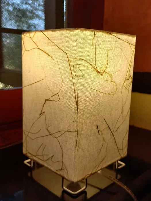 Square Ivory Banana Fibre Table Lamp