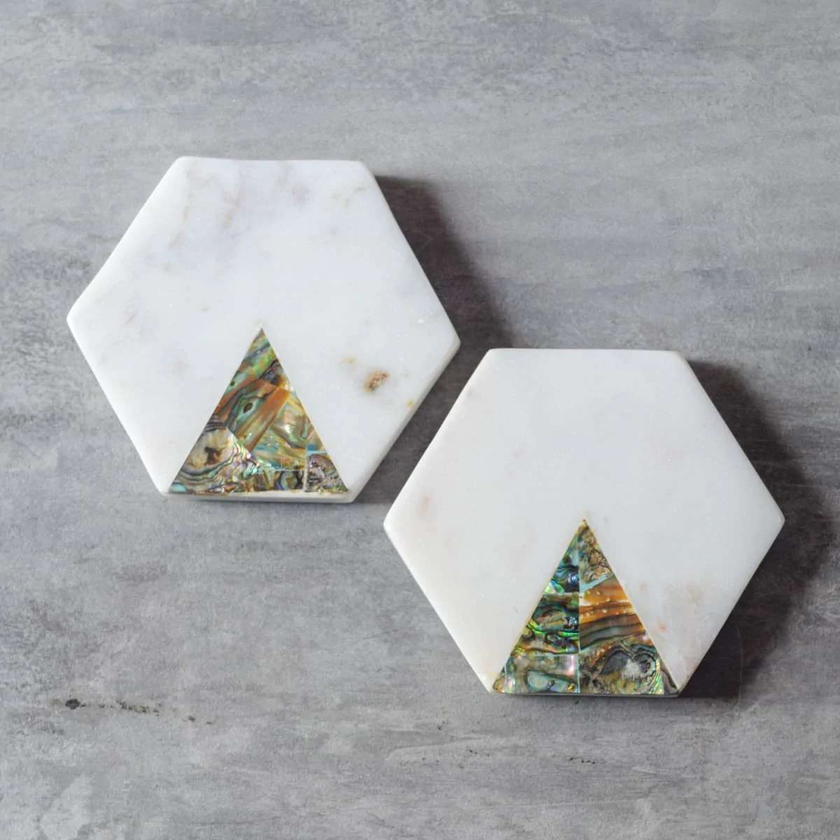 Stefano Marble Coasters with Abalone Shell Inlay (Set of 2)