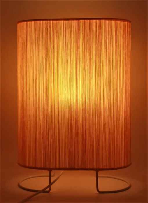 Oval Orange Silk Cotton Stripes Table Lamp