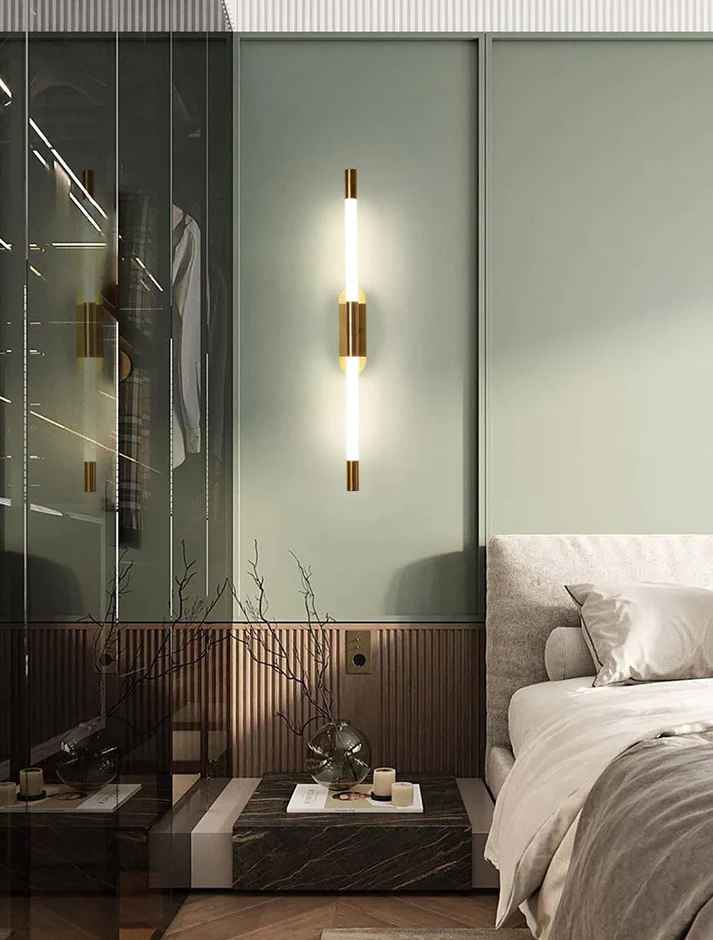 Led Gold Plated Long Tube Wall Light