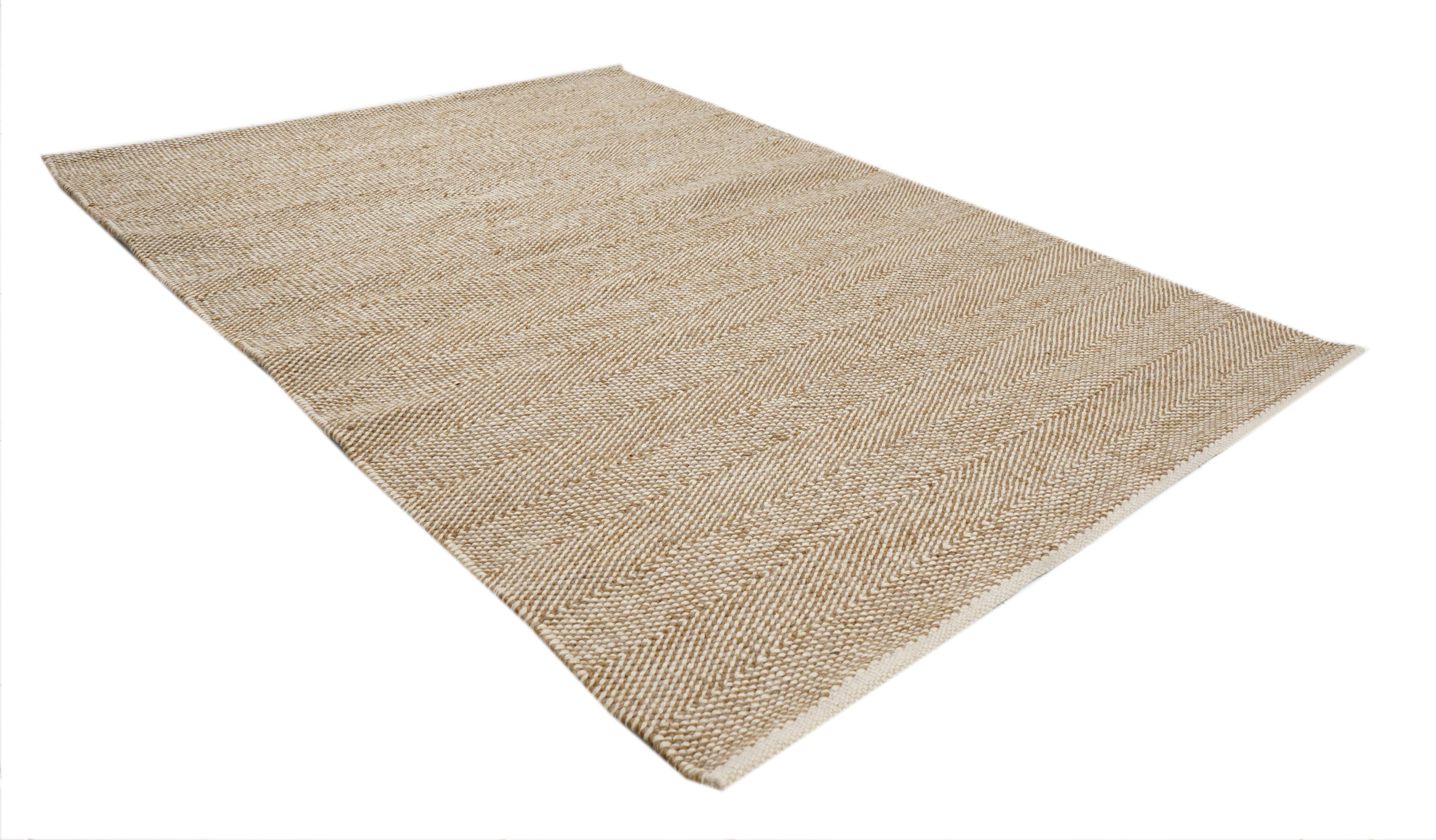 CREAM & BROWN ZIG ZAG PATTER RUG