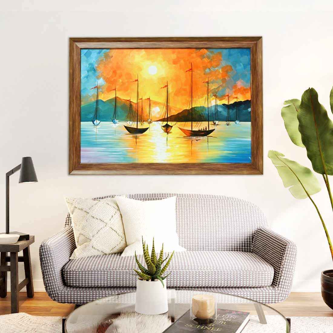 Vibrant Canvas Boat Painting