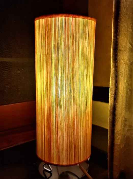 Round Orange Silk Cotton Stripes Table Lamp