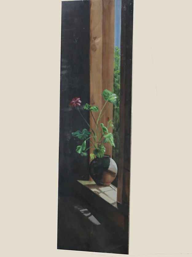 Flower Pot On Window Painting