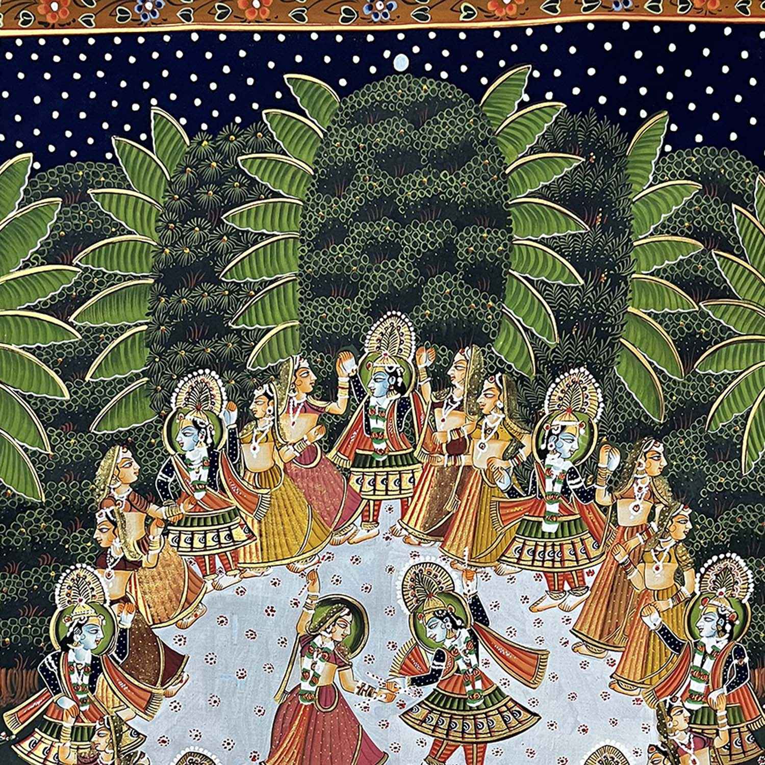 Handmade Lord Krishna Raas-Leela Painting