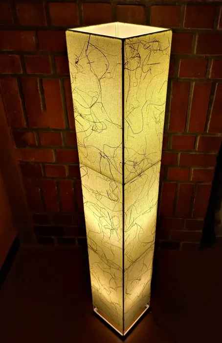 Red Hibiscus Wood Tripod Floor Lamp
