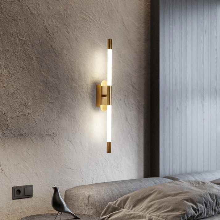 Led Gold Plated Long Tube Wall Light