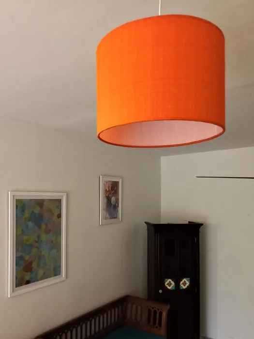 Raw Silk Orange Drum Lamp