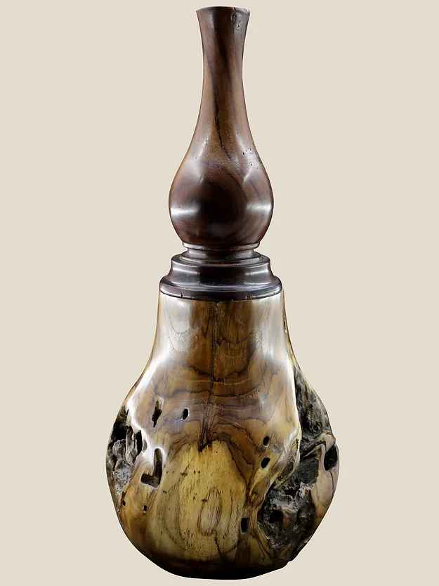 Handcrafted Flower Vase Showpiece Rosewood and Teakwood